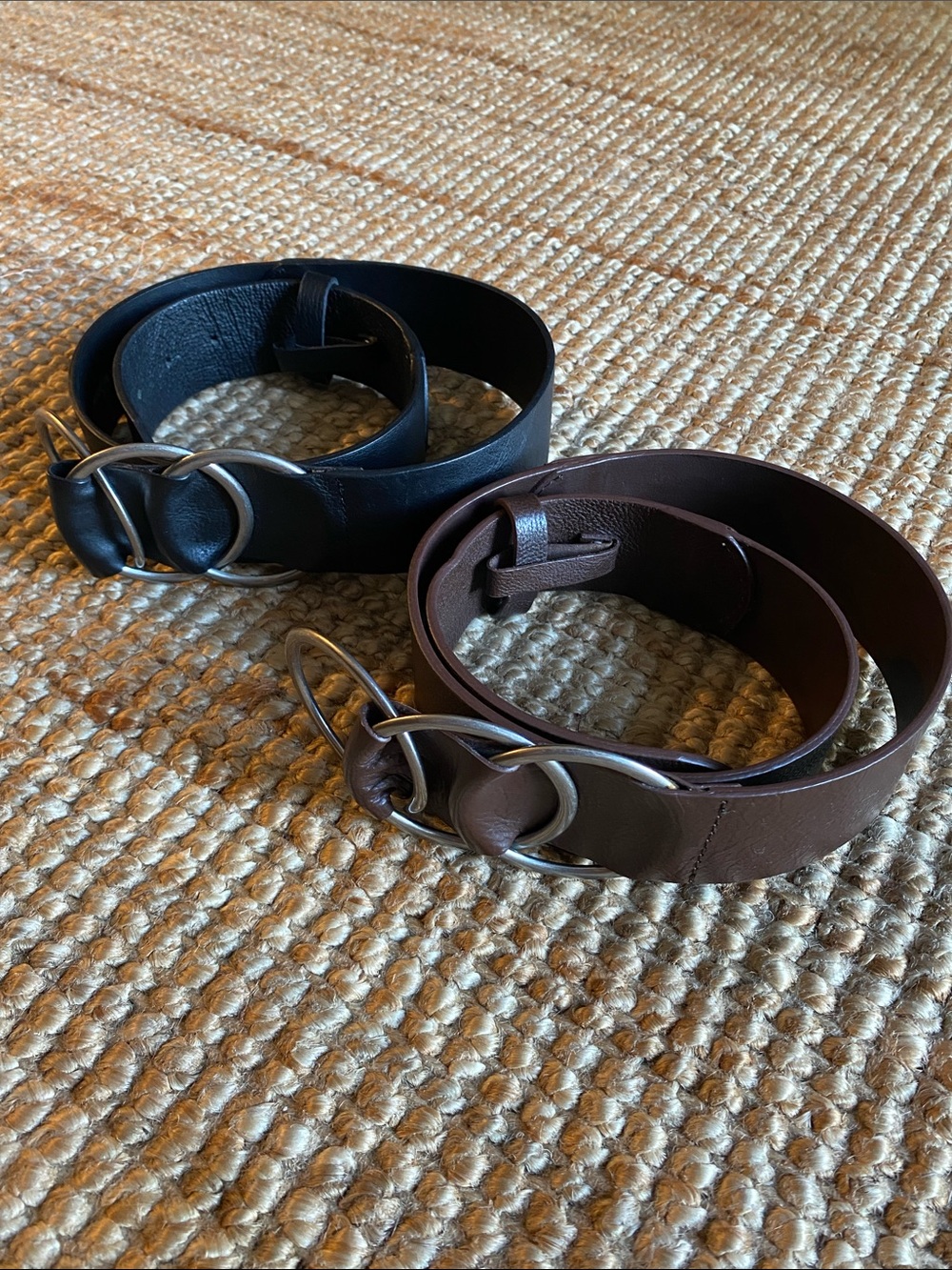 J. Jill Leather Triple-Ring Belt in Black and Brown. **Genuine Leather**